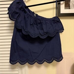 Aqua Ruffled One Shoulder Top